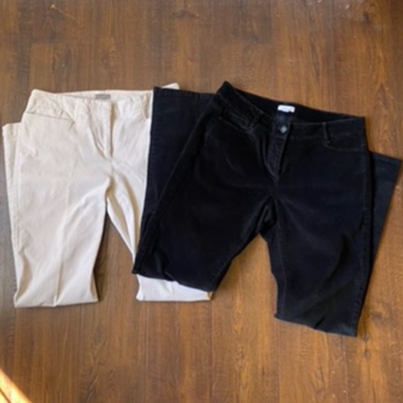 J. Jill 2 Pair Black and Cream Corduroy Bundle✨Like New✨ SZ 4 - Picture 1 of 16